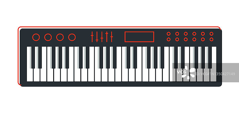 合成器乐器矢量平面插图孤立在白色背景上，键盘乐器音乐。图片素材