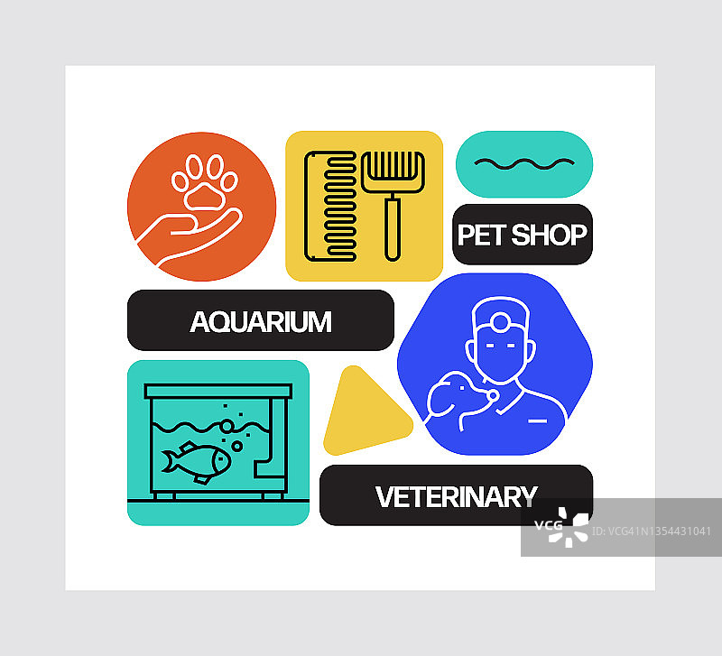 宠物店概念，线风格矢量插图图片素材