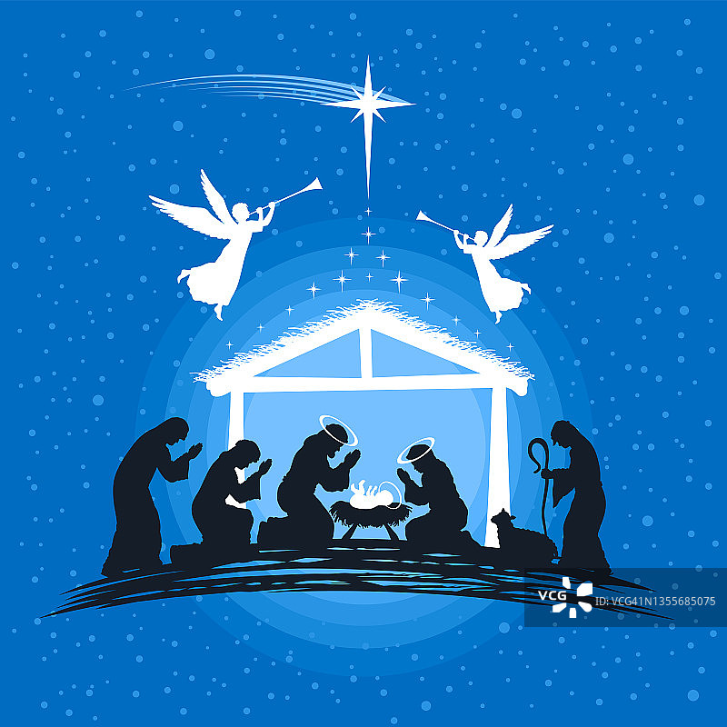 圣诞节基督诞生的场景。基督的诞生!图片素材