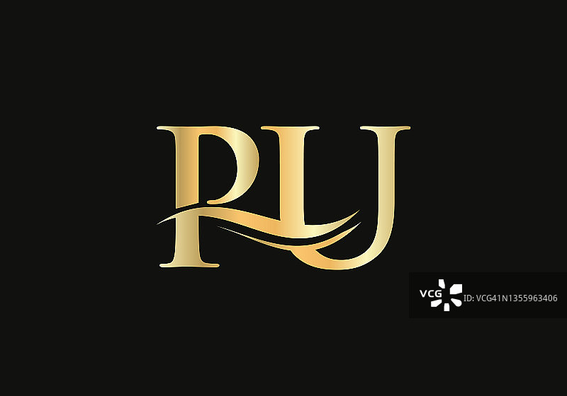 水波PU标志矢量。Swoosh Letter PU Logo设计，用于企业和公司标识图片素材
