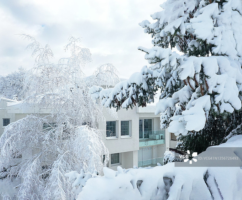 美丽的别墅和冬天图片素材