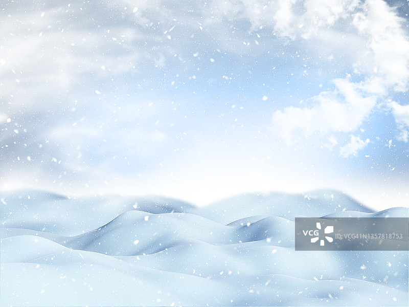 3D圣诞背景与飘落的雪花图片素材