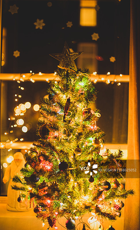 彩灯圣诞树图片素材