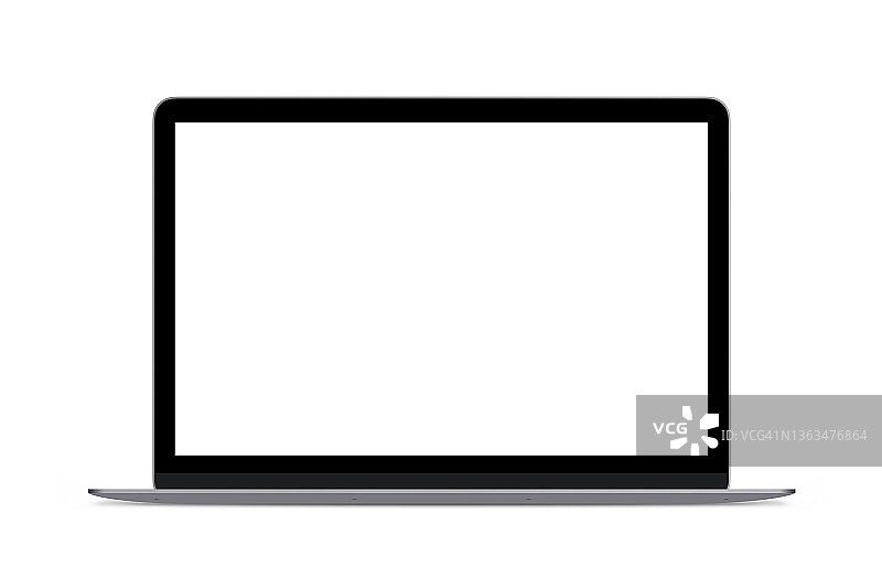 笔记本电脑的空白屏幕在白色背景图片素材