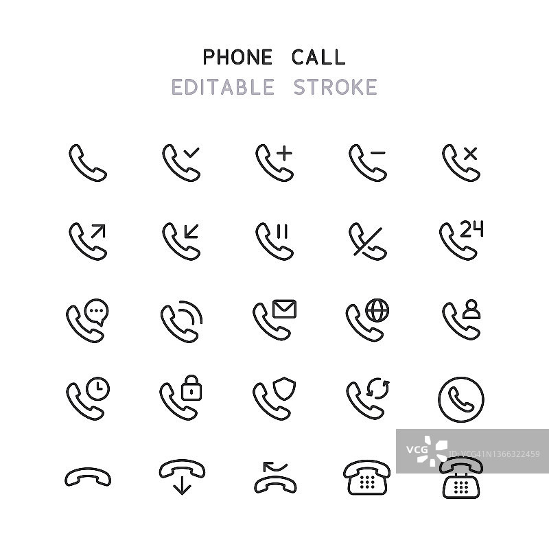 电话线路图标可编辑的描边图片素材