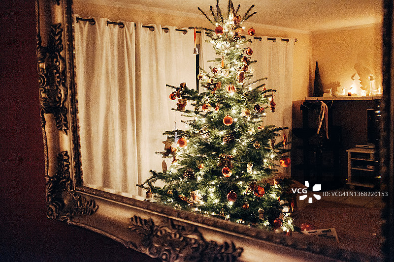 客厅里的圣诞树图片素材