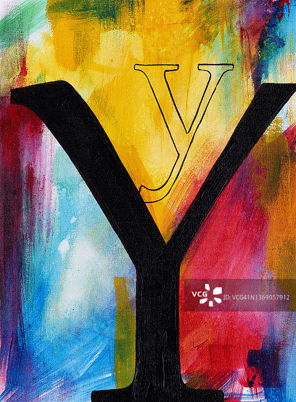 字母Y字母排印彩色抽象画图片素材