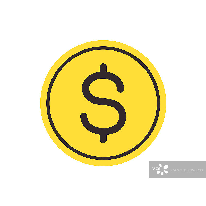 美元硬币图标。金融符号，金融，货币。简单的极简设计。图片素材