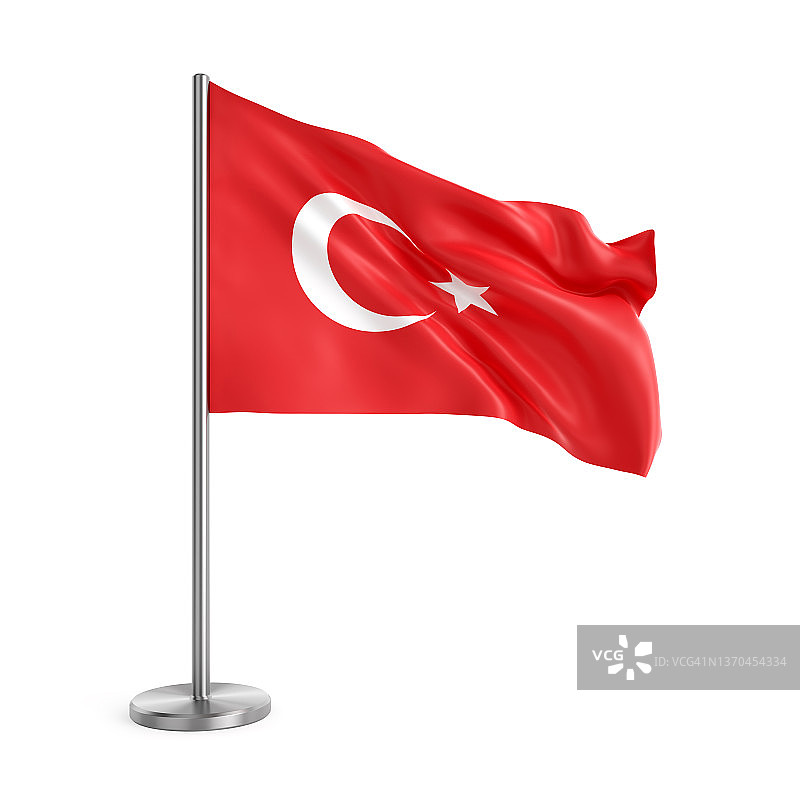 土耳其共和国国旗被孤立在白色上图片素材