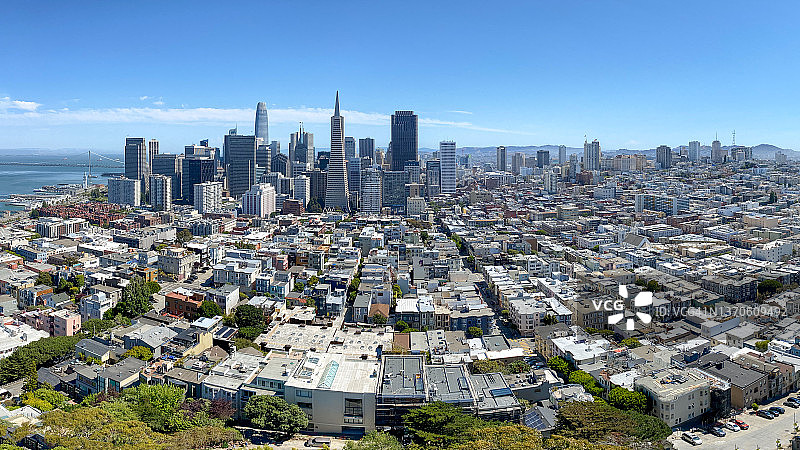 从远处看旧金山市和金门市的城市景观图片素材