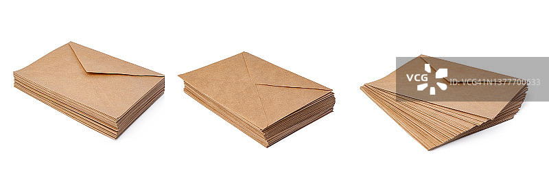 棕色工艺信封孤立在白色背景上图片素材