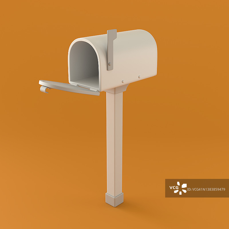 橙色背景上的单色邮箱，3d渲染图片素材