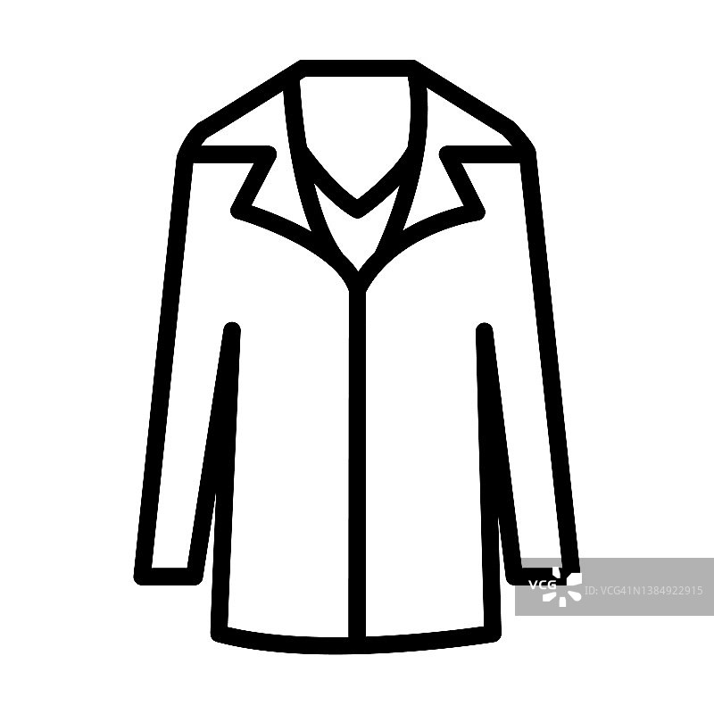大衣图标从冬季收集。薄线性外套，连衣裙，服装轮廓图标孤立在白色背景上。线矢量外套符号，网络和移动的符号。图片素材