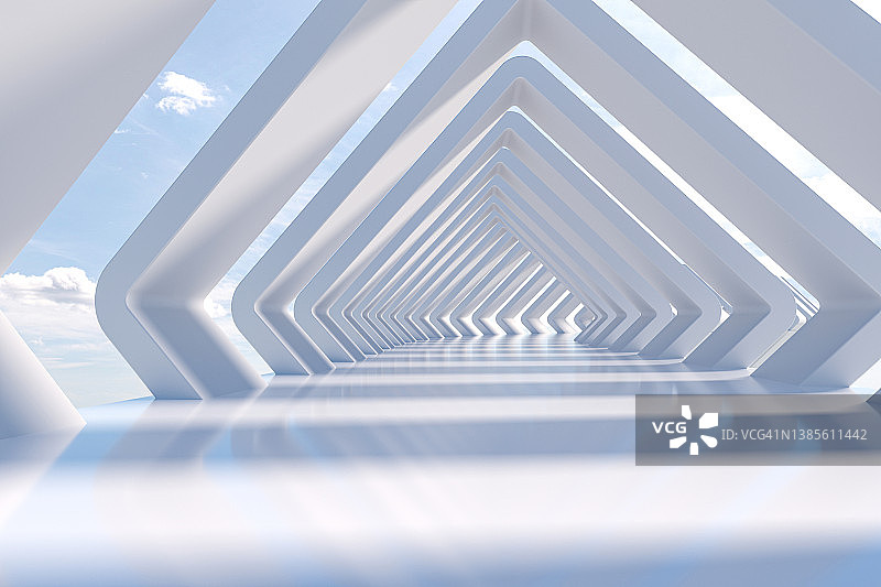 三维渲染空隧道，抽象设计风格图片素材