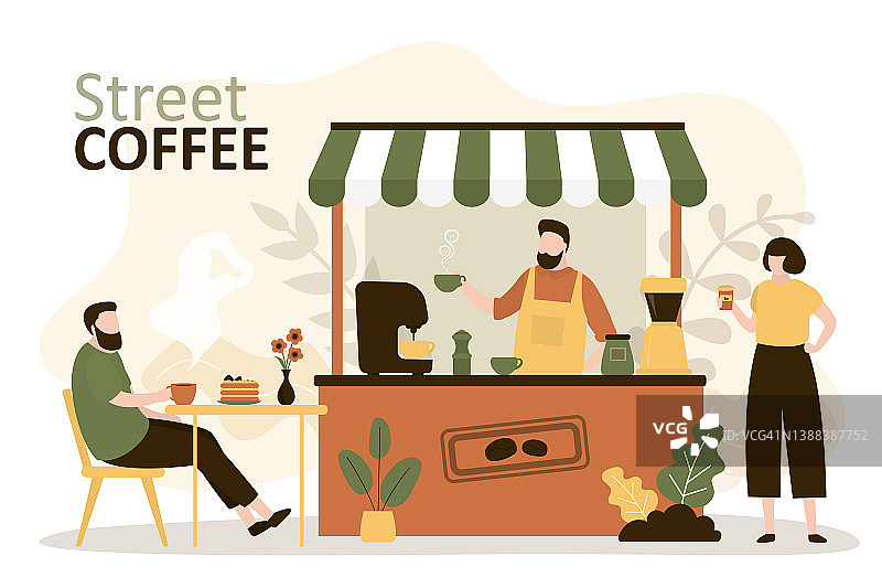 咖啡师使用工具为顾客调制不同的饮料。小型企业和个体经营图片素材