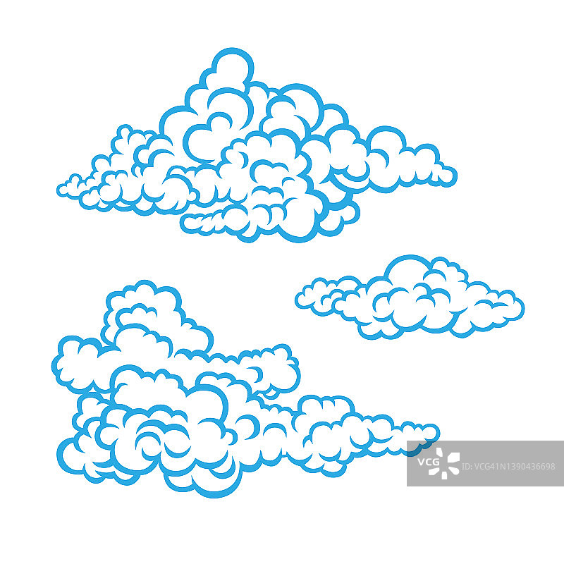 一组白云。程式化的插图。图片素材