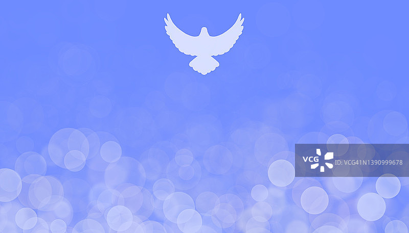 蓝色复活节旗帜上有一只白鸽图片素材