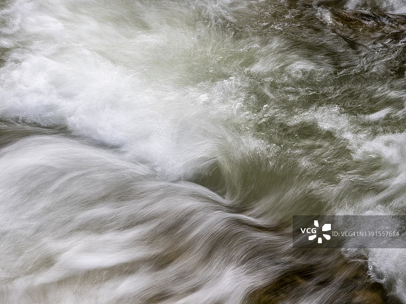 全帧的移动水面的河流在自然。图片素材
