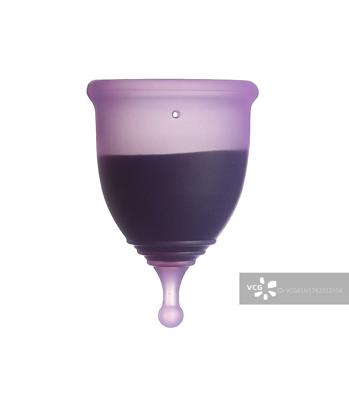 紫色的月经杯上有白色的血图片素材