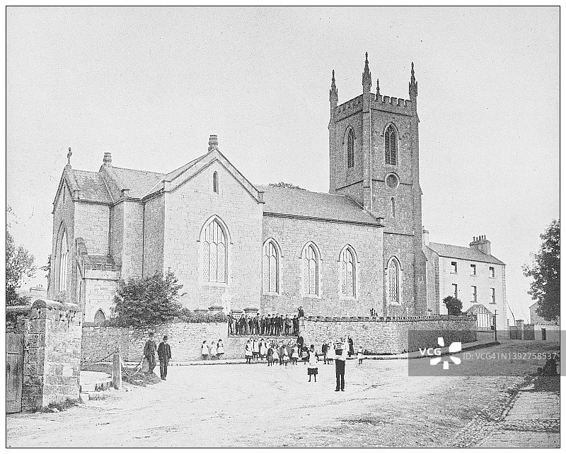 爱尔兰的古董照片:天主教教堂，城堡，梅奥县图片素材
