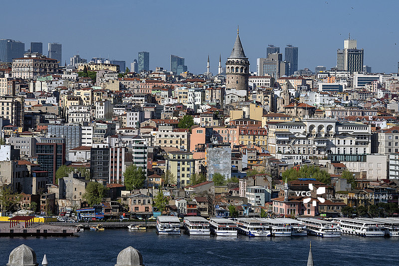 土耳其伊斯坦布尔Beyoglu区的Galata塔图片素材