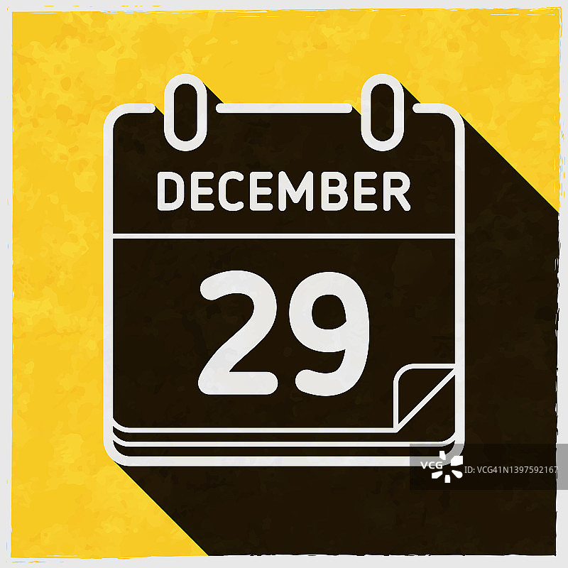 12月29日。图标与长阴影的纹理黄色背景图片素材