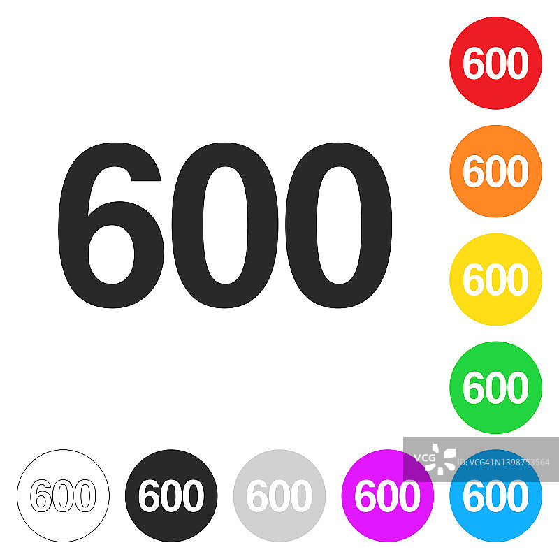 600 - 600。彩色按钮上的图标图片素材