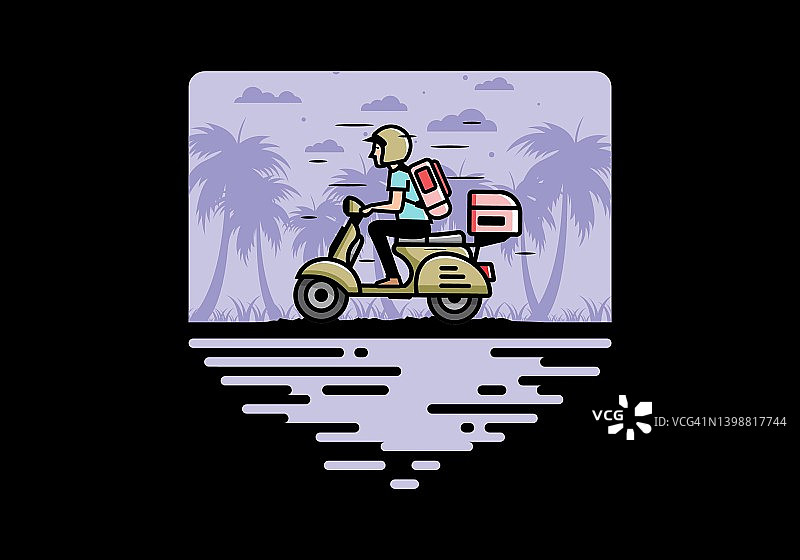 一个人骑着摩托车去度假图片素材