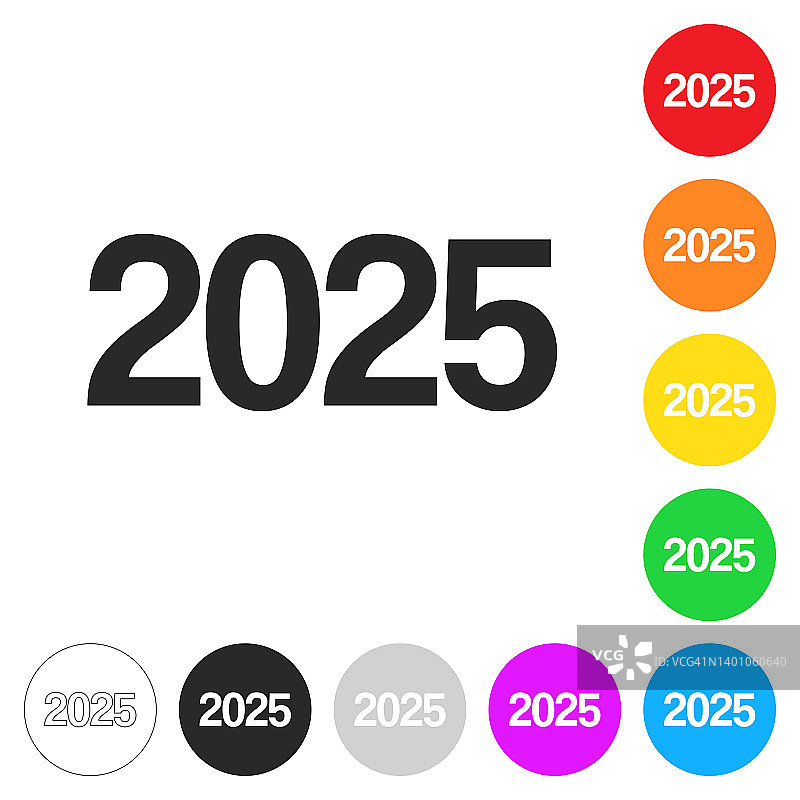2025年至2025年。彩色按钮上的图标图片素材