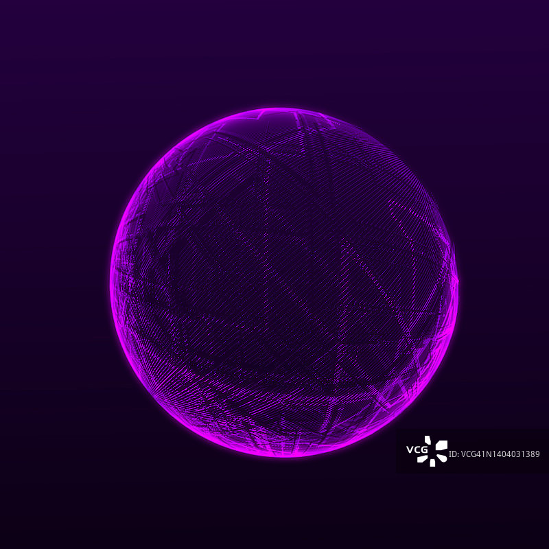 有粒子和线条的科幻球体。网络连接的概念。帧球体。抽象的技术背景。3 d渲染。图片素材