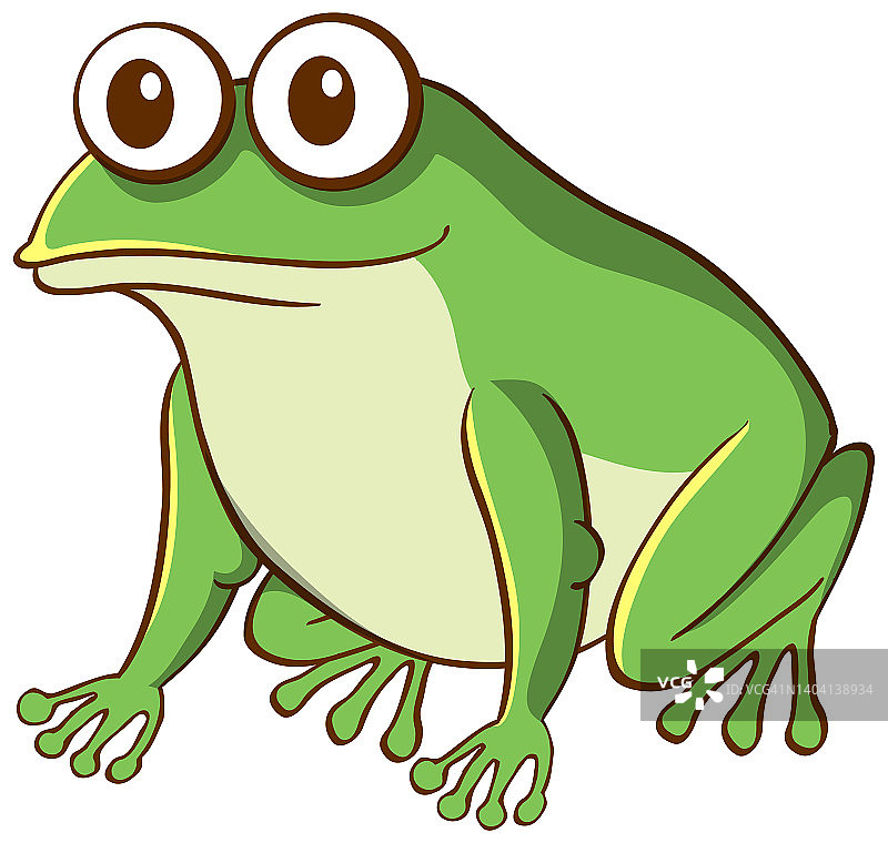 白色背景的绿色青蛙动物卡通图片素材