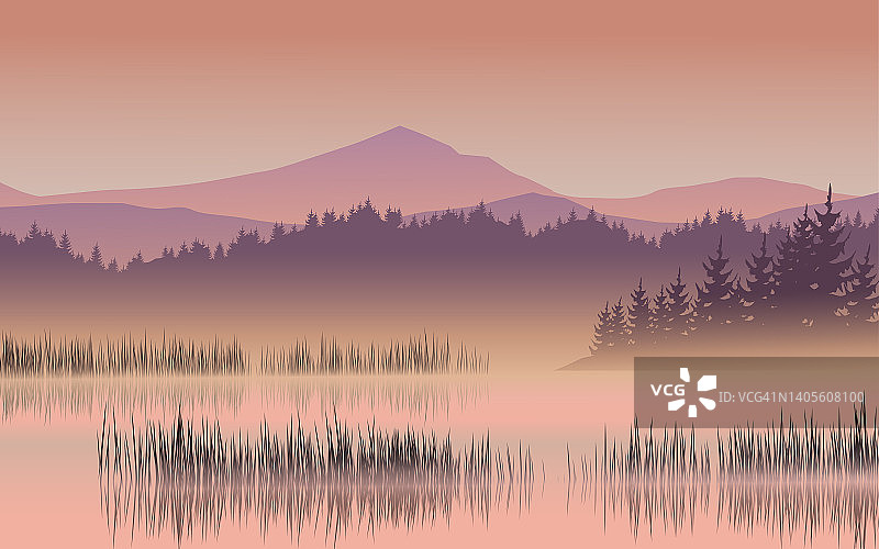 雾山湖插图图片素材