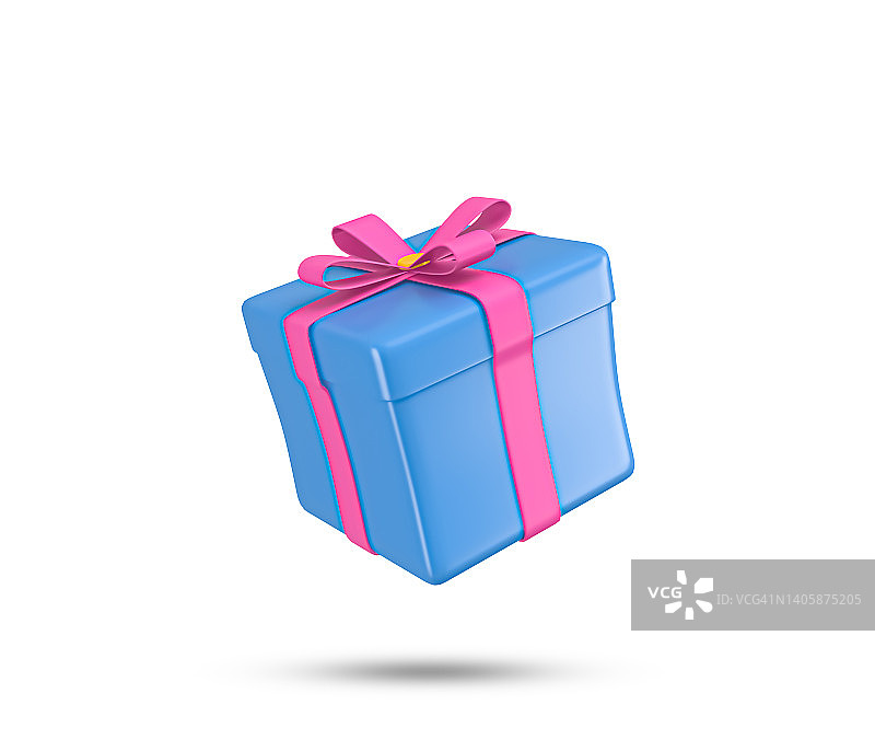 礼物与充气气球3D图标飞行。礼物3D渲染插图。生日，纪念日，圣诞节，情人节节日赠送礼品盒用气球。3 d渲染插图。图片素材