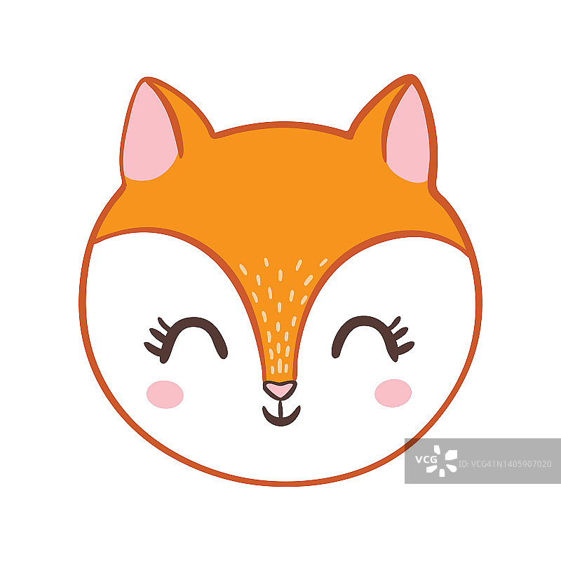 可爱的小狐狸。向量动物插图。手绘卡通狐狸。图片素材