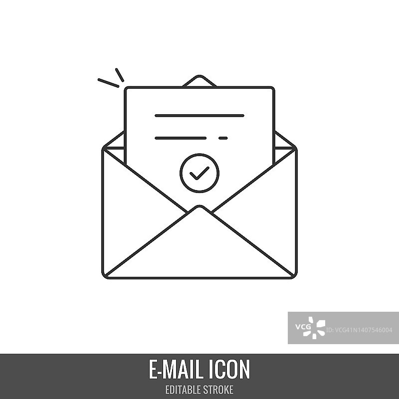 电子邮件图标可编辑笔画矢量设计。图片素材