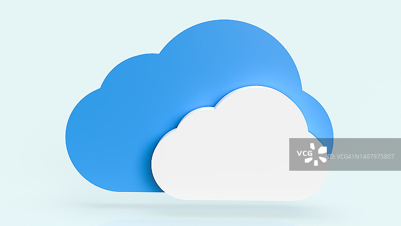 蓝色背景上的云为它或技术概念3d渲染图片素材