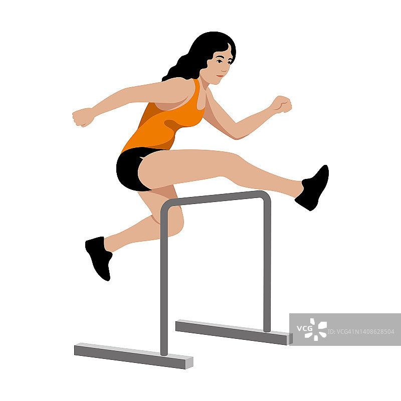 运动运动女运动员跑和跳跨栏图片素材