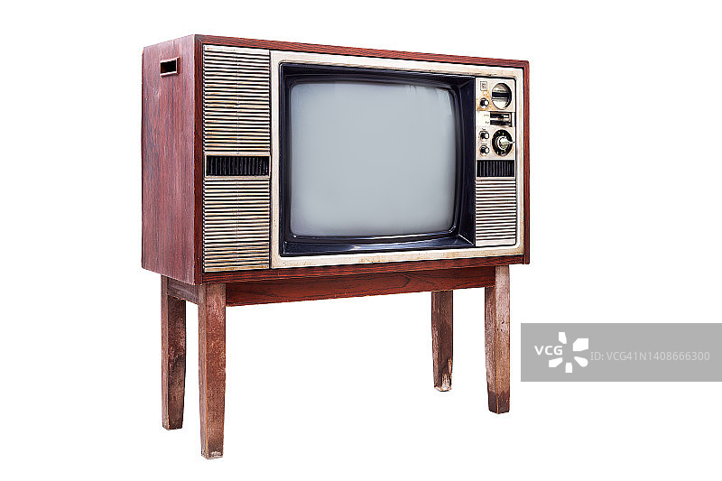 复古，白色背景的老电视。图片素材