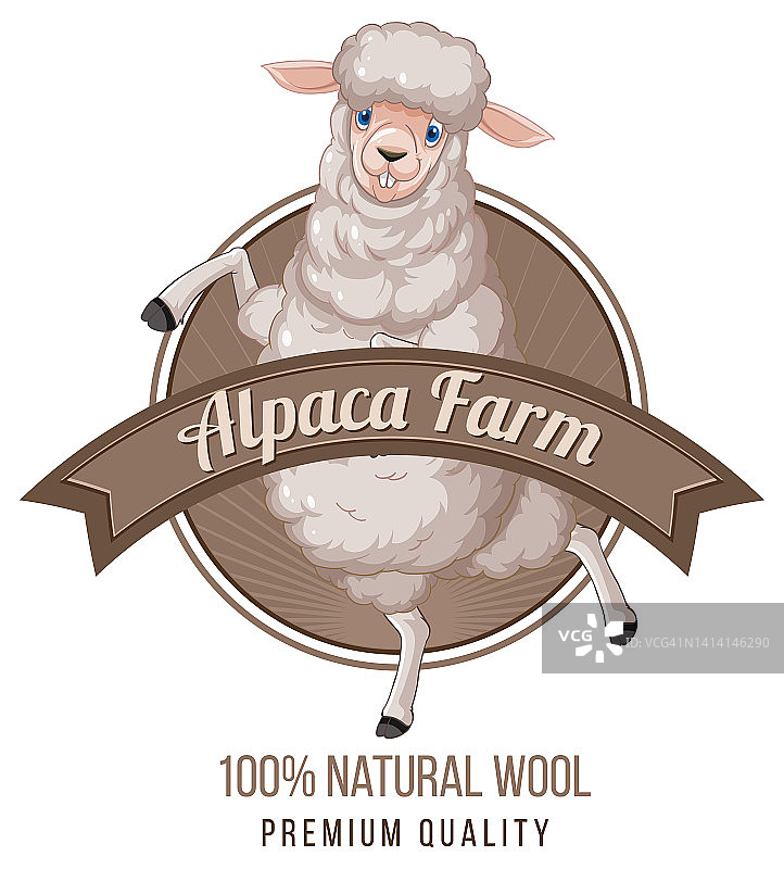 羊毛产品的羊驼农场标志图片素材