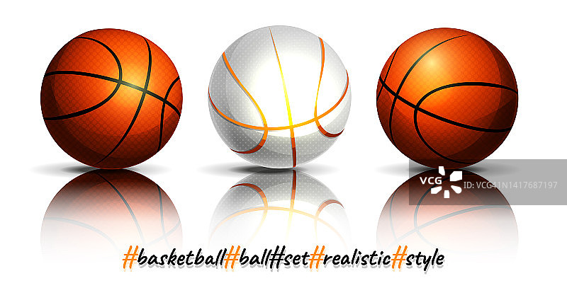 卡通风格的团队竞赛、运动和胜利概念。一组篮球放在孤立的白色背景上。图片素材