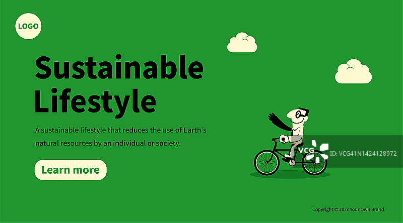 在可持续的生活方式和环境保护的概念中，一个商人正在骑自行车图片素材