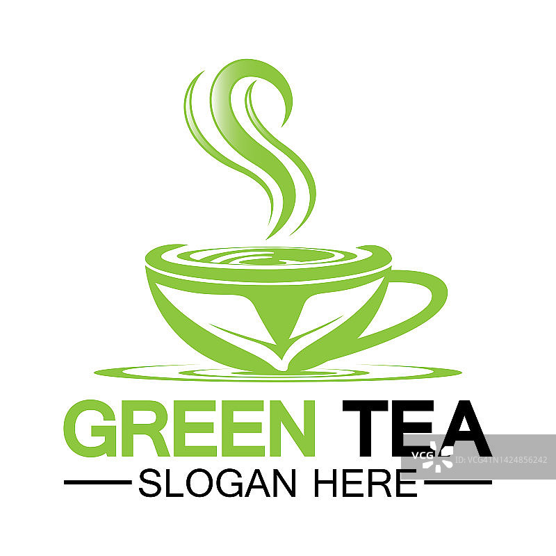 茶杯标志矢量设计绿茶矢量图片素材