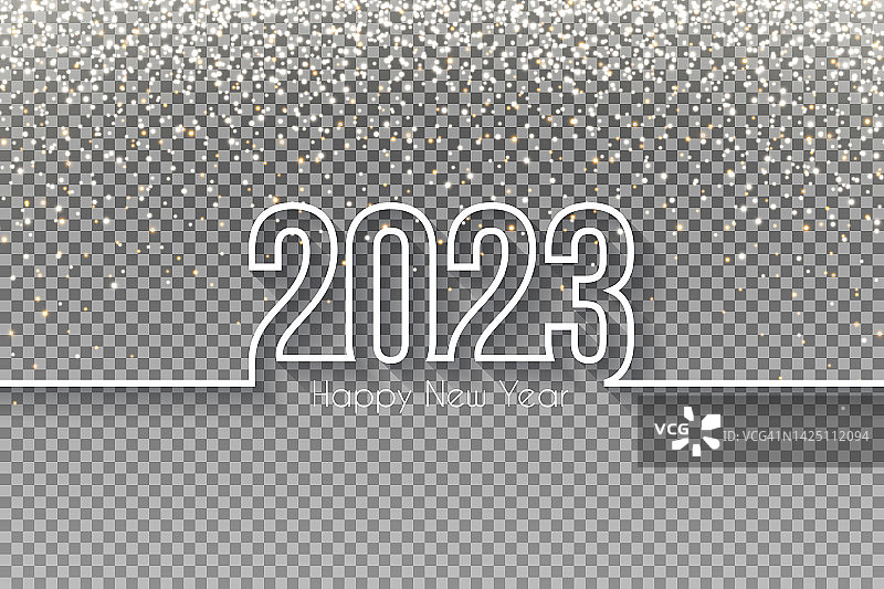 2023年新年快乐设计金色闪光-空白背景图片素材