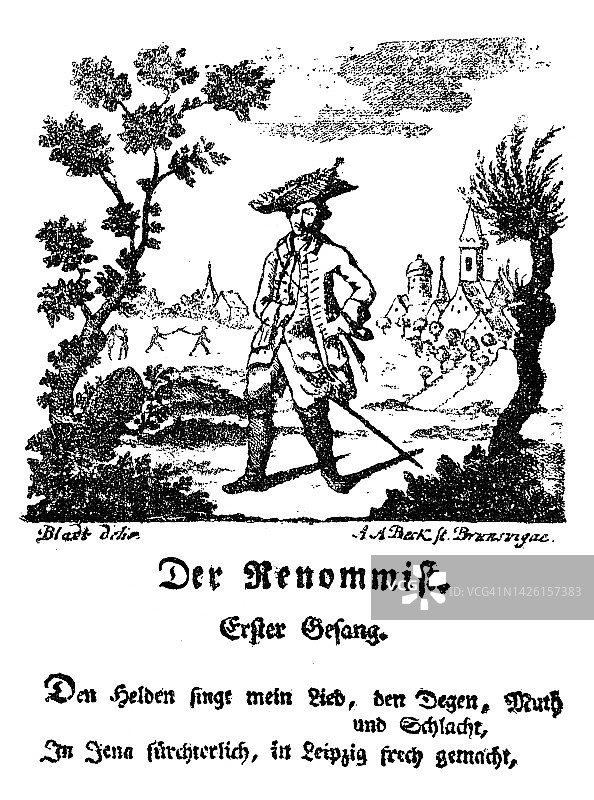 Zachariae Renommist的标题小插图。1763年版图片素材