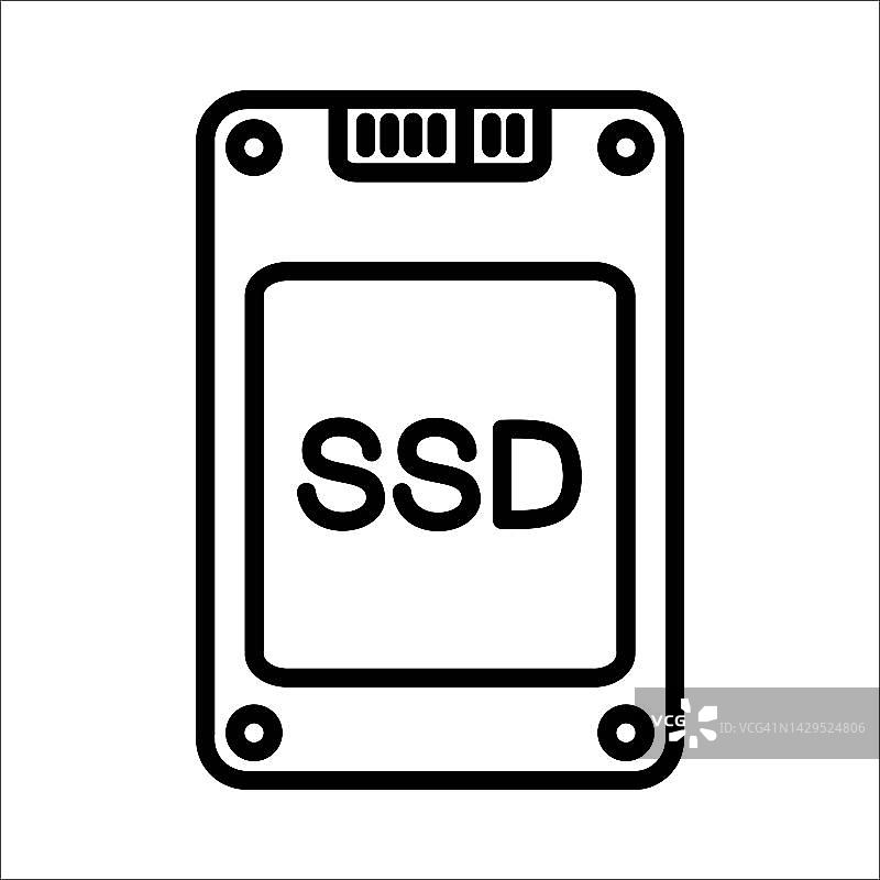 SSD，内存图标Logo设计矢量模板插图标志和符号像素完美图片素材