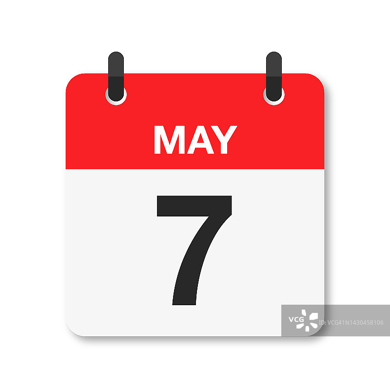 5月7日-每日日历图标-白色背景图片素材