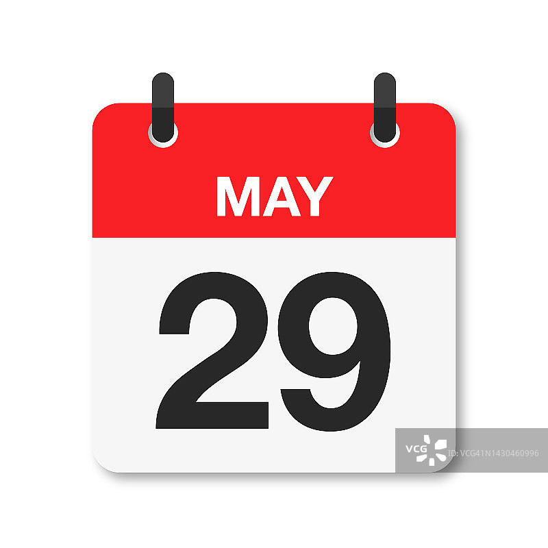 5月29日-每日日历图标-白色背景图片素材