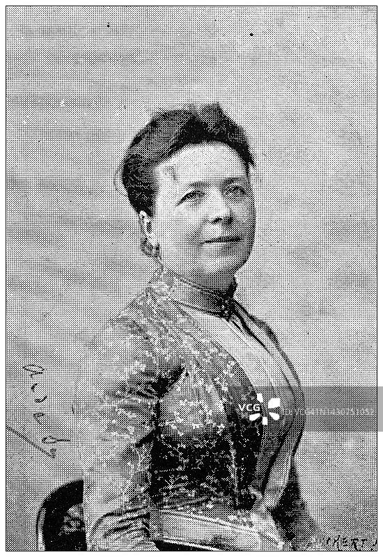 古董图片:巴扎尔德拉Charité火灾在巴黎，1897年的受害者:德苏兹夫人图片素材