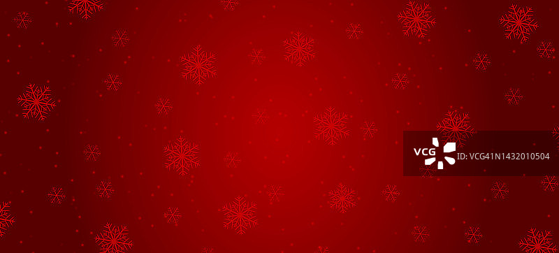 冬季圣诞节背景:红色背景上的雪花图片素材