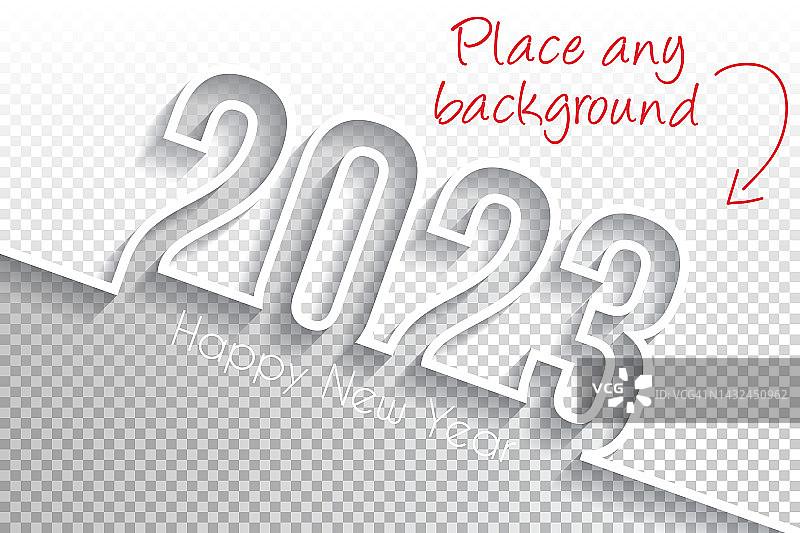 2023年新年快乐设计-空白背景图片素材